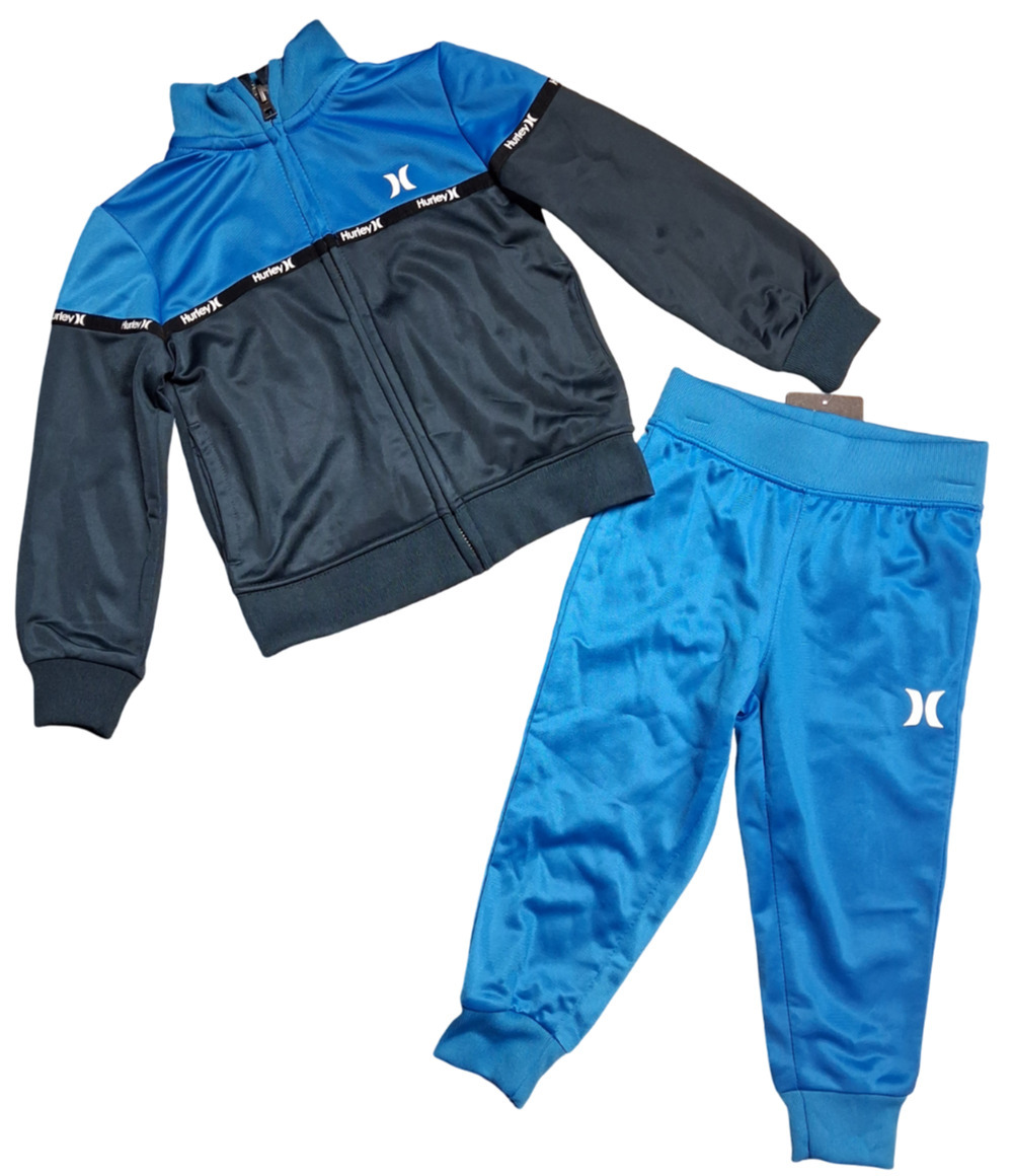 Hurley Toddler Boys 2T Two Piece Track Suit Jacket Pants Blue Navy Zip Front